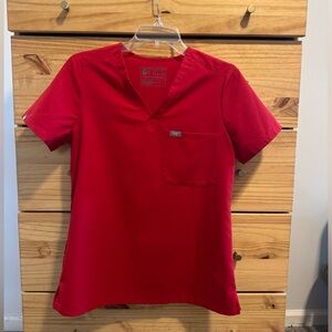 Figs Catarina One-Pocket Scrub Top Red